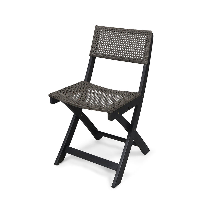 Bistro Foldable Chair With Wicker Backrest