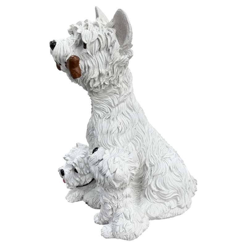 (Set of 3) West Highland White Terrier Garden Statues, Resin Lifelike Westie Dog Figurines, Weather Resistant Outdoor Decor Sculpture For Backyard Lawn Patio