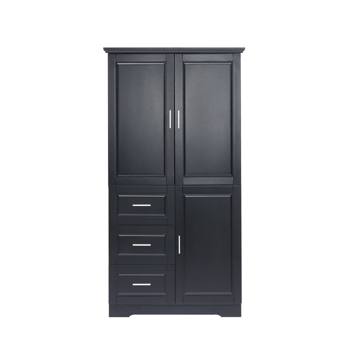 Tall Wide Storage Cabinet With Doors, 3 Drawers
