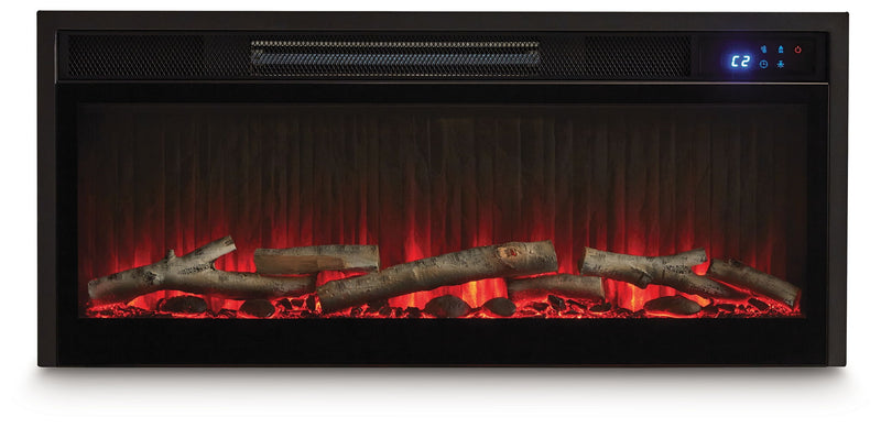 Entertainment Accessories - Fireplace Insert With Faux Birch Log Set - Black