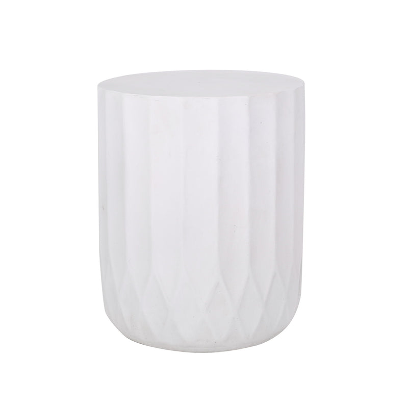Outdoor End Table With Scallop Edge - Antique White