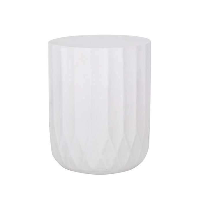 Outdoor End Table With Scallop Edge - Antique White