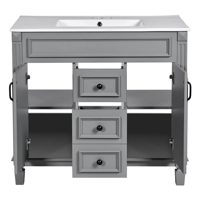 Bathroom Vanity With Top Sink, Basin On Cabinet With 2 Soft Closing Doors And 2 Drawers