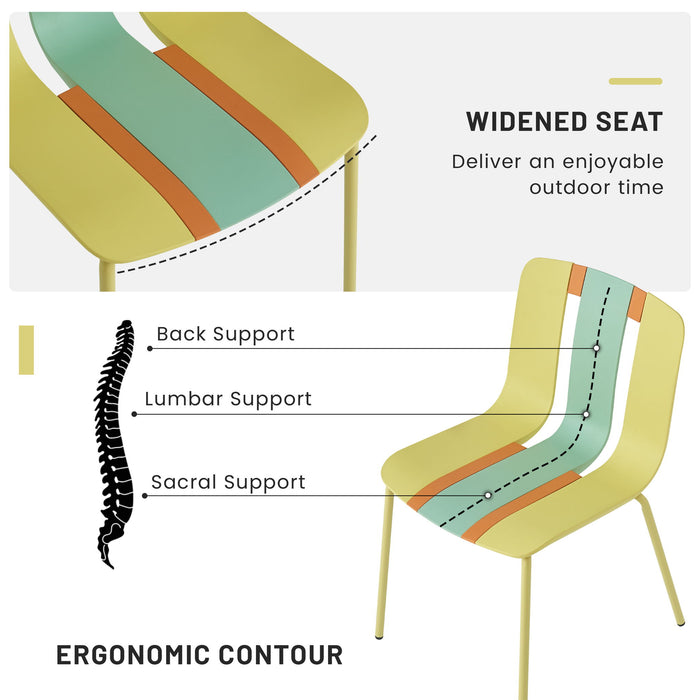 Modern Striped Blocking Single Chairs (Set of 4)