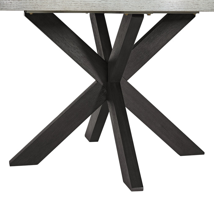 Axel Round Dining Table with Light Grey Top in Espresso