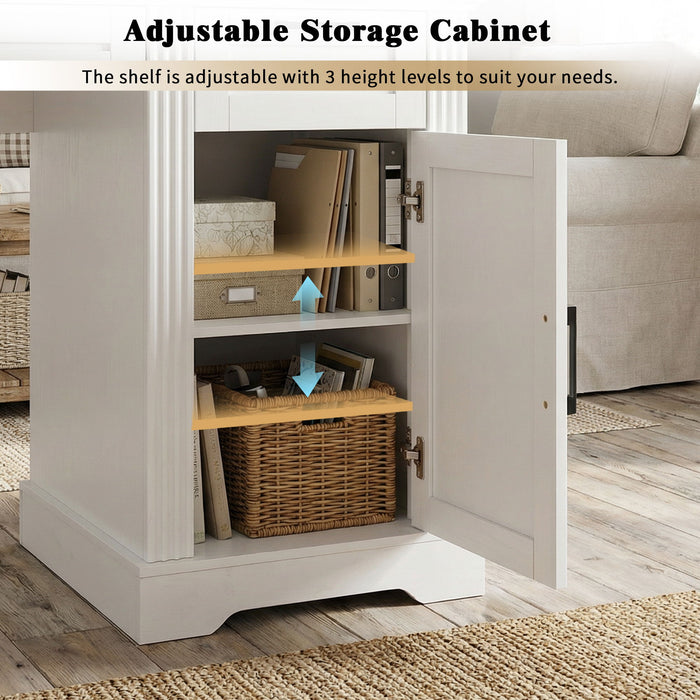 Office Desk With Charging Station & Storage Cabinet