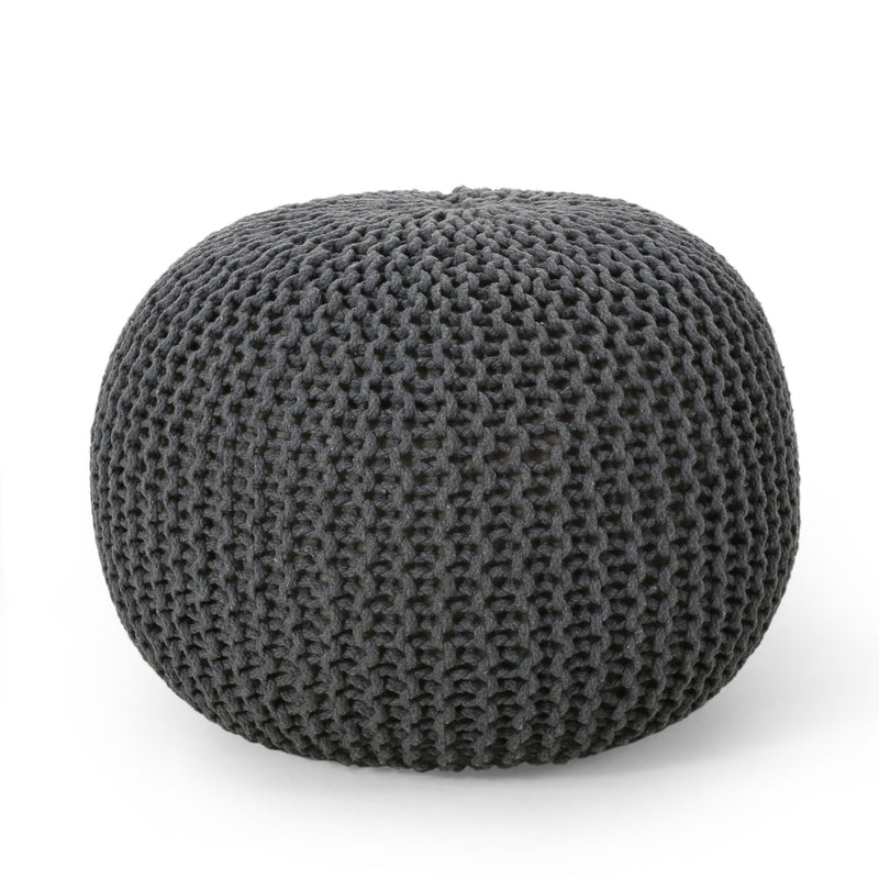 Bordeaux - Knitted Round Pouf, Versatile Ottoman And Floor Cushion