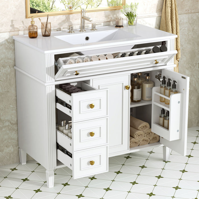 Bathroom Vanity With Sink, 3 Drawers & 2 Soft-Close Doors