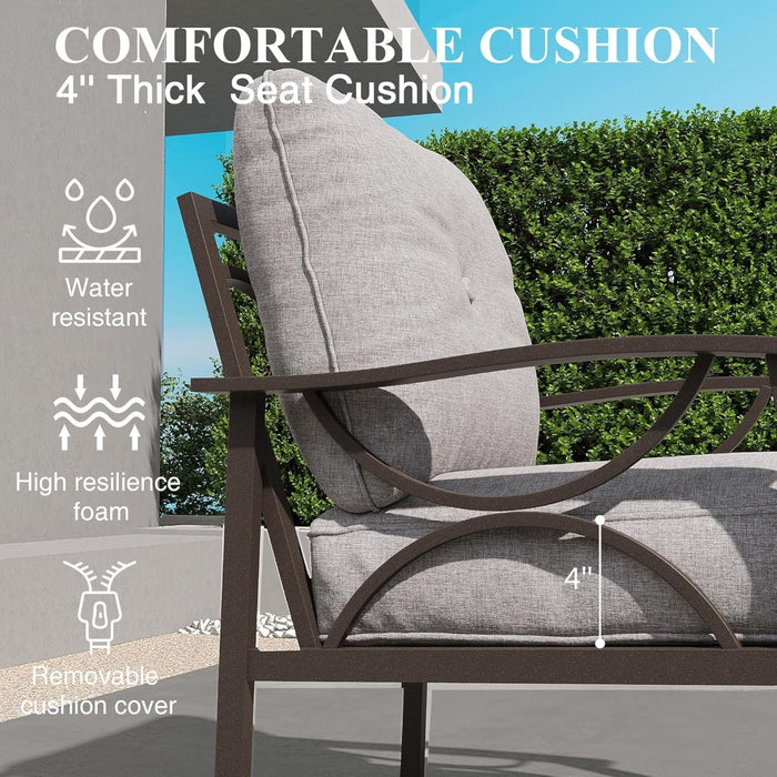 All-Weather 3 Seat Patio Sofa With Cushions