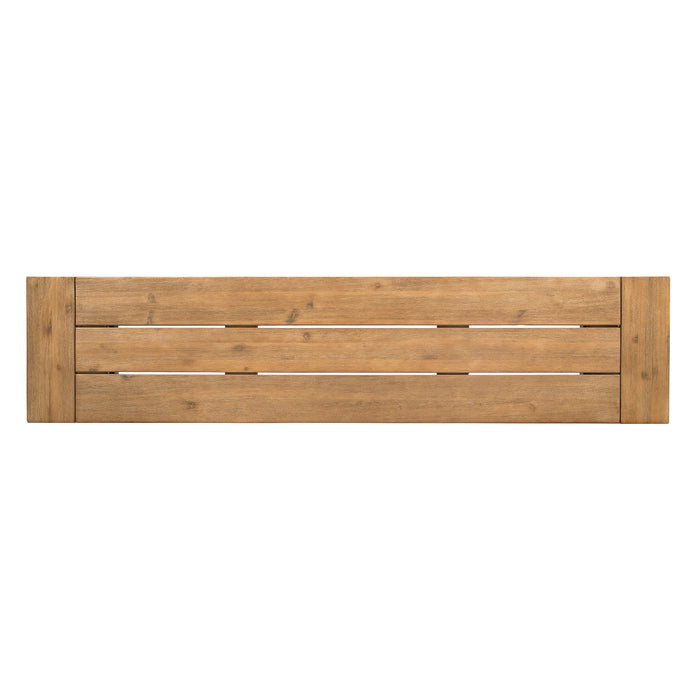 Outdoor Bench With Slat Panel Design And Acacia Wood Frame