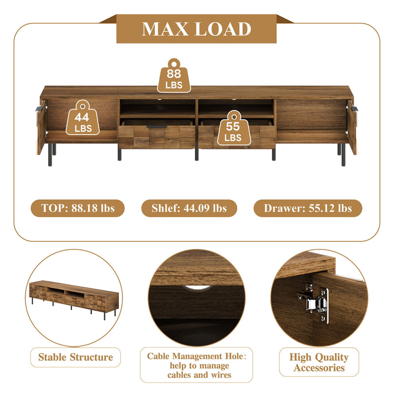 TV Stand With 2 Drawers, Media Console Table, Storage Cabinet With Cable Management