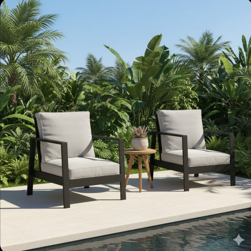 All-Weather Ergonomic Patio Armchairs With Thick Cushions (Set of 2)