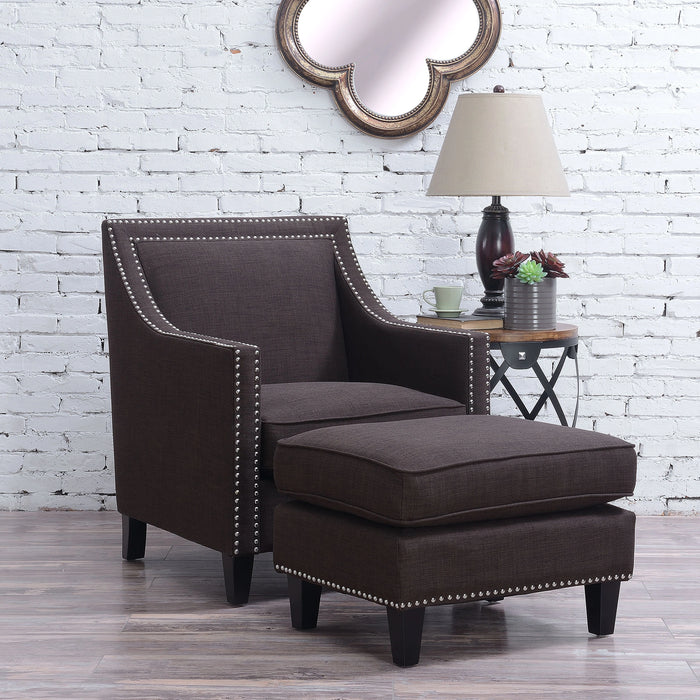 Erica 497 Ottoman W/Chrome Nail Heirloom Charcoal (ISTA 3)