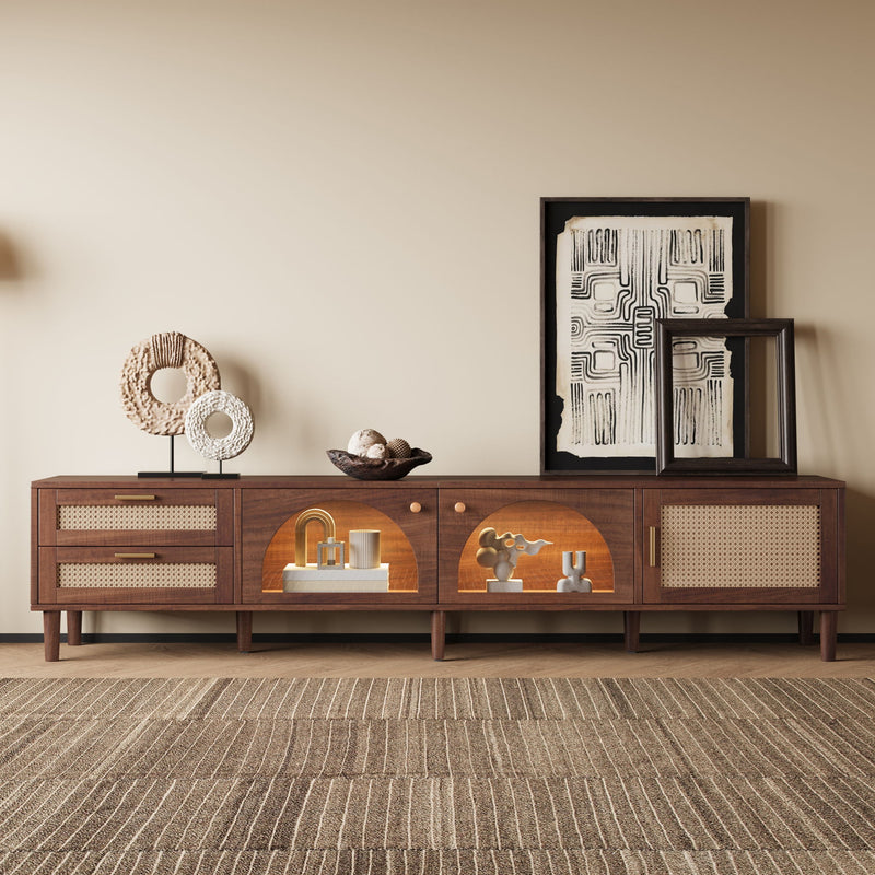 TV Stand With App-Controlled LED Lights, 2 Drawers & Door Storage