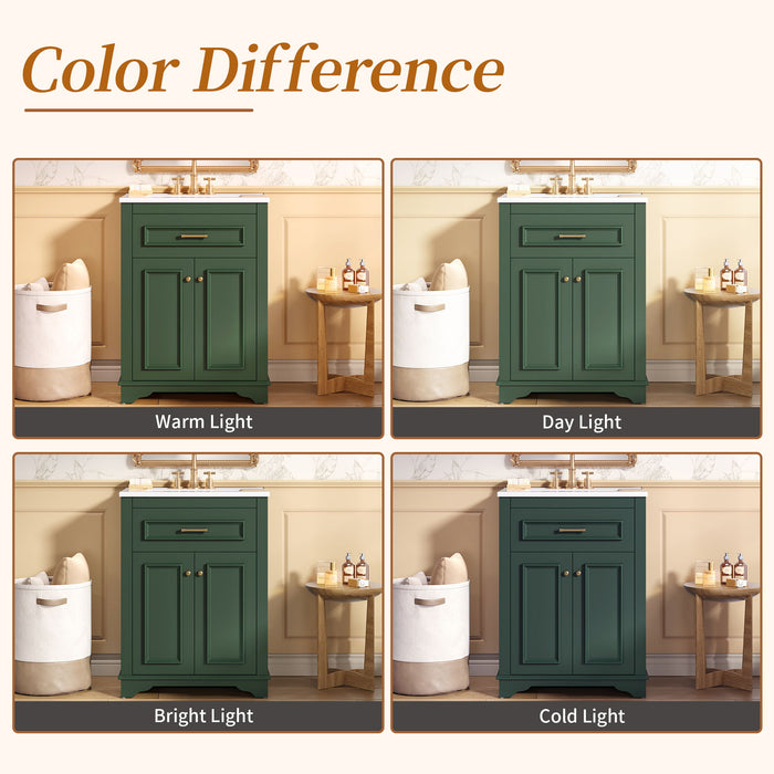Bathroom Vanity With Integrated Sink, 2 Door Cabinet With Tip Out Drawer, Rectangular Design