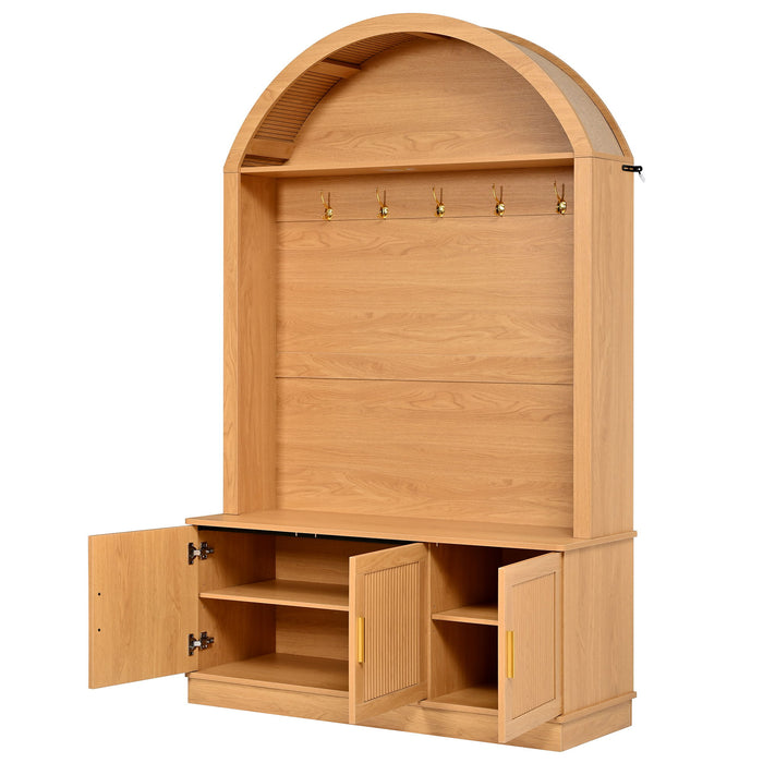 Arched Top Hall Tree With 5 Hooks