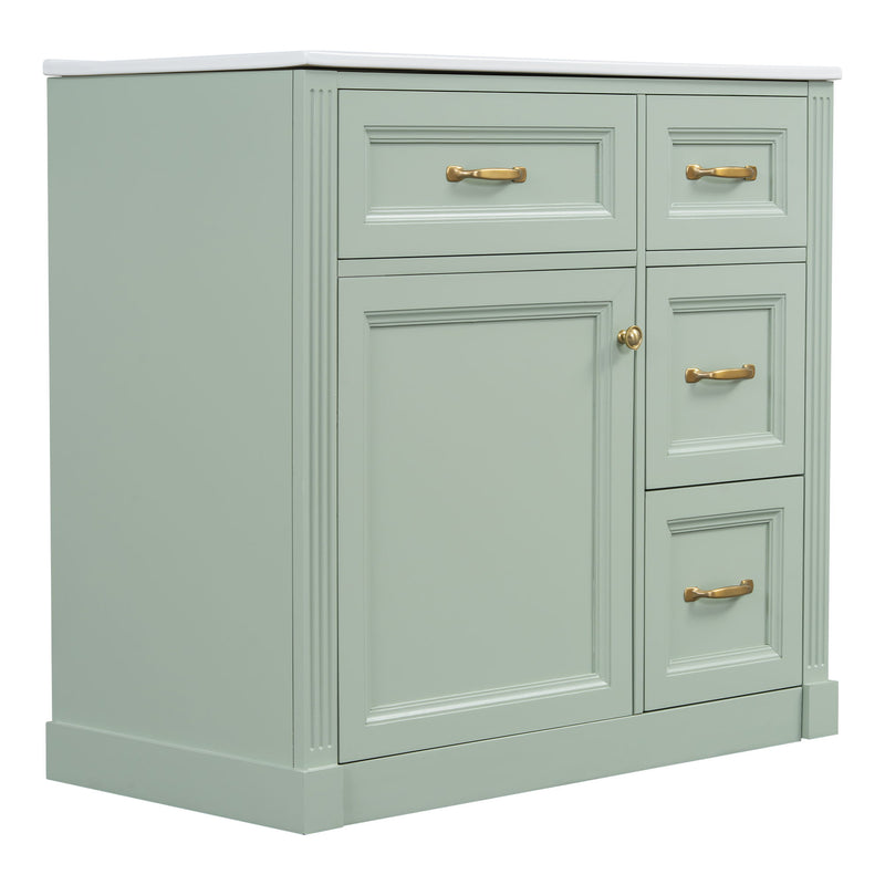 Modern Bathroom Vanity With Sink, 4 Drawers, Soft-Close Door, Adjustable Shelf