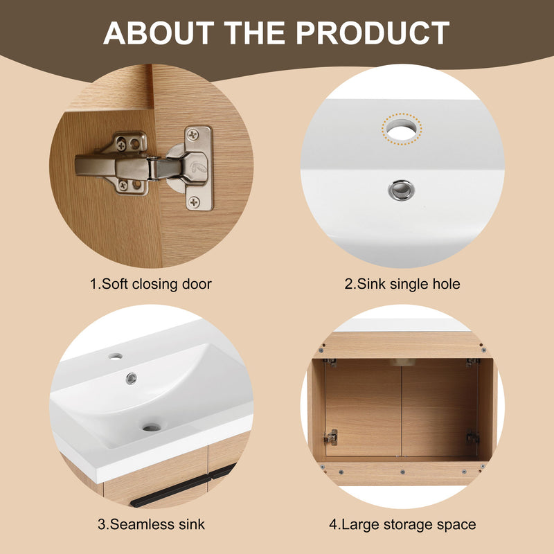 Bathroom Vanity Set With Resin Countertop Sink, 2 Doors
