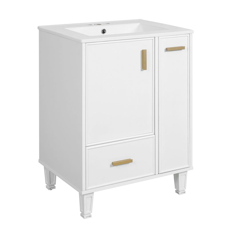 Bathroom Vanity With Sink, Deep Drawer, Door Shelf, 2 Tier Basket