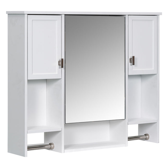 Wall Mounted Bathroom Storage Cabinet With Mirror, Medicine Cabinet With Towel Bar