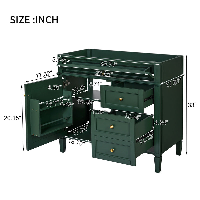 Bathroom Vanity With 2 Drawers And Tip-Out Drawer, Storage Cabinet