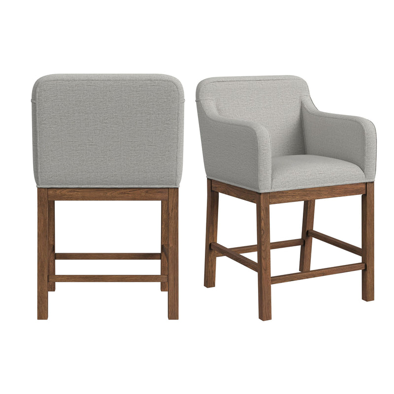 Glinda - Upholstered Fabric Counter Chair (Set of 2) - Brown / Light Gray