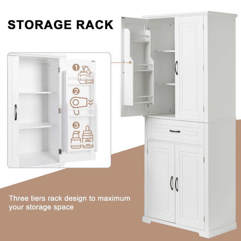 Bathroom Storage Cabinet With Doors And Drawer, Adjustable Shelf