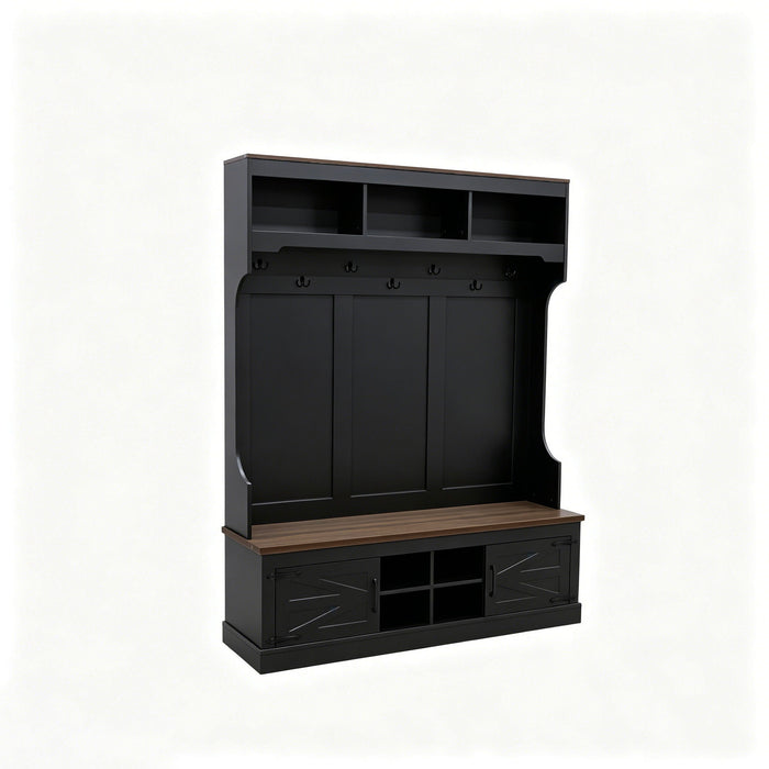 Farmhouse Hall Tree With Bench And Shoe Storage