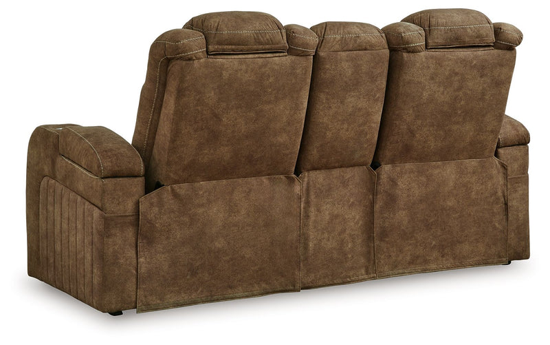 Wolfridge - 2 Pc. - Power Reclining Sofa, Power Reclining Loveseat With Console - Brindle