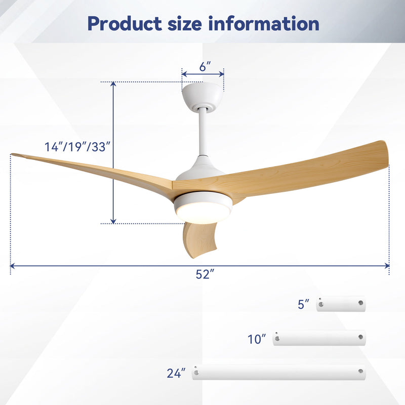 52" Ceiling Fan With 18W LED Light And Remote Control