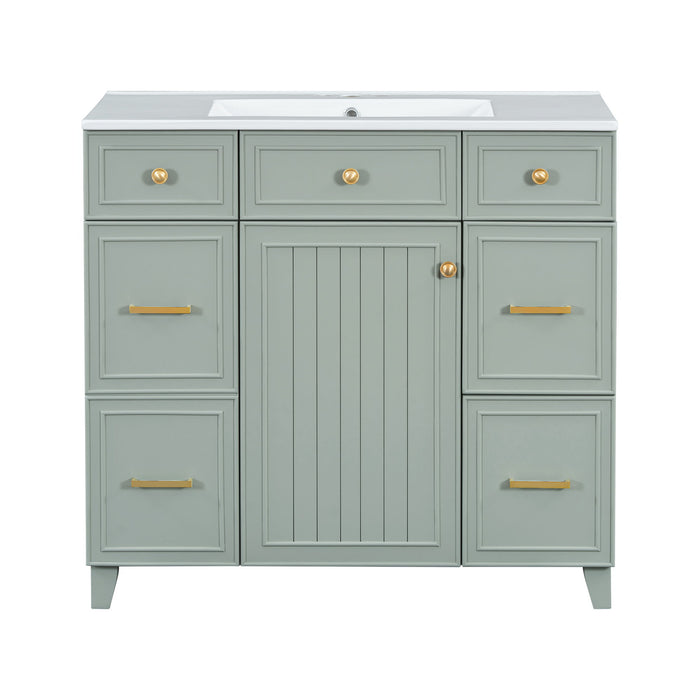 Bathroom Vanity With Ceramic Sink, Soft Close Doors, Adjustable Shelves