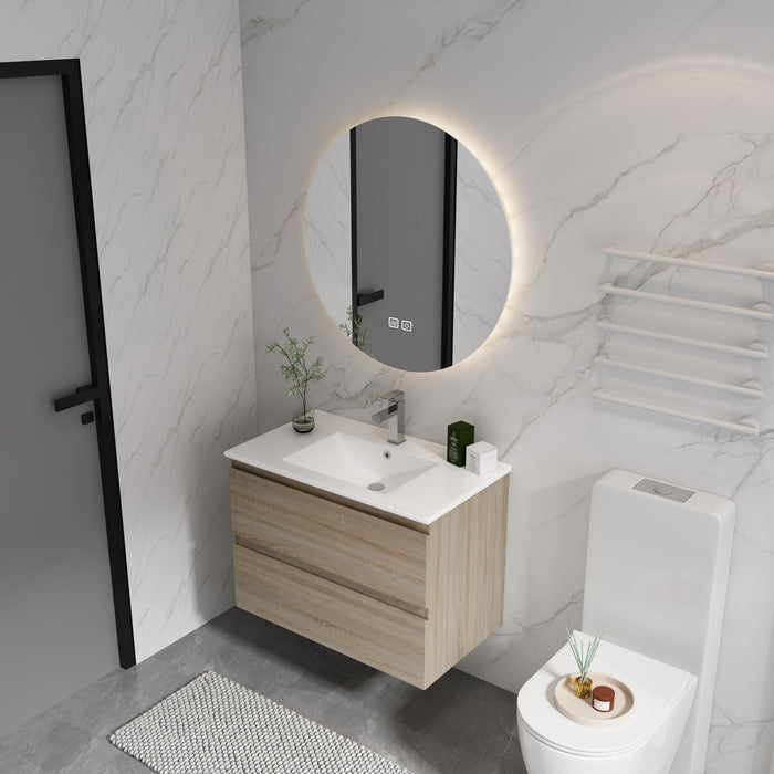 Wall Mounted Bathroom Vanity & Sink, 2 Soft Close Drawers
