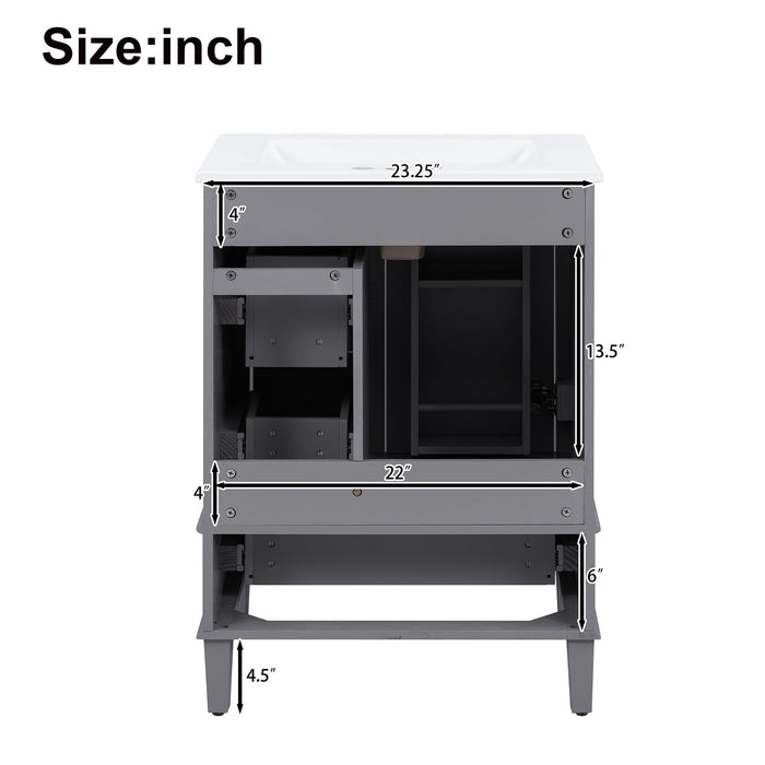 Bathroom Vanity With Integrated Basin, Soft Close Drawers, Door Mounted Double Layer Shelf