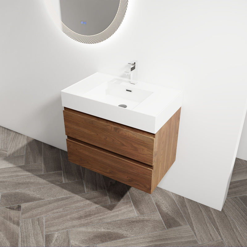 Wall Mounted Bathroom Vanity And Sink, 2 Soft Close Drawers
