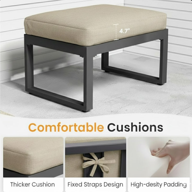 Patio All-Weather Ottomans With Thick Cushions (Set of 2)