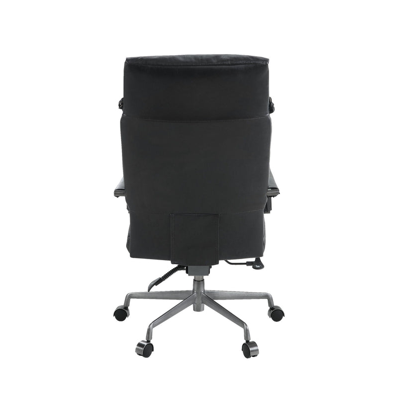 Dart Vintage Black Top Grain Leather & Iron Swivel Office Chair