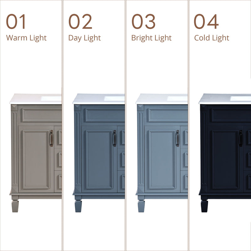 Bathroom Vanity With Top Sink, Cabinet With 2 Soft Closing Doors And Drawers