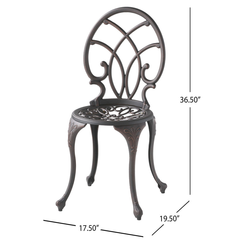 Charleston 3 Pieces Cast Bistro Set - Copper