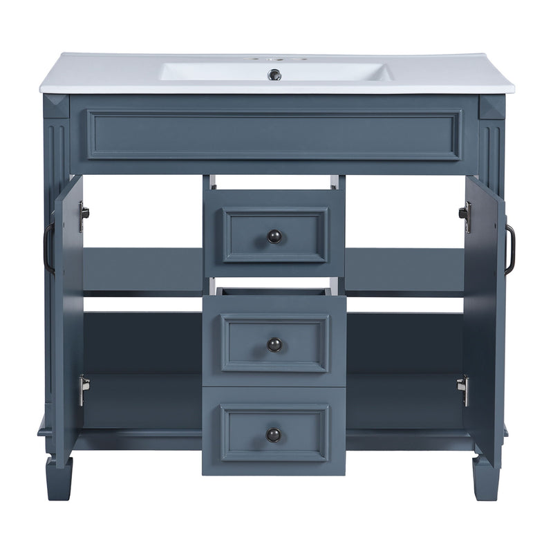 Bathroom Vanity With Top Sink, Cabinet With 2 Soft Closing Doors And Drawers