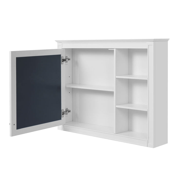 Wall Mounted Medicine Cabinet With Mirror, Adjustable Shelf - White