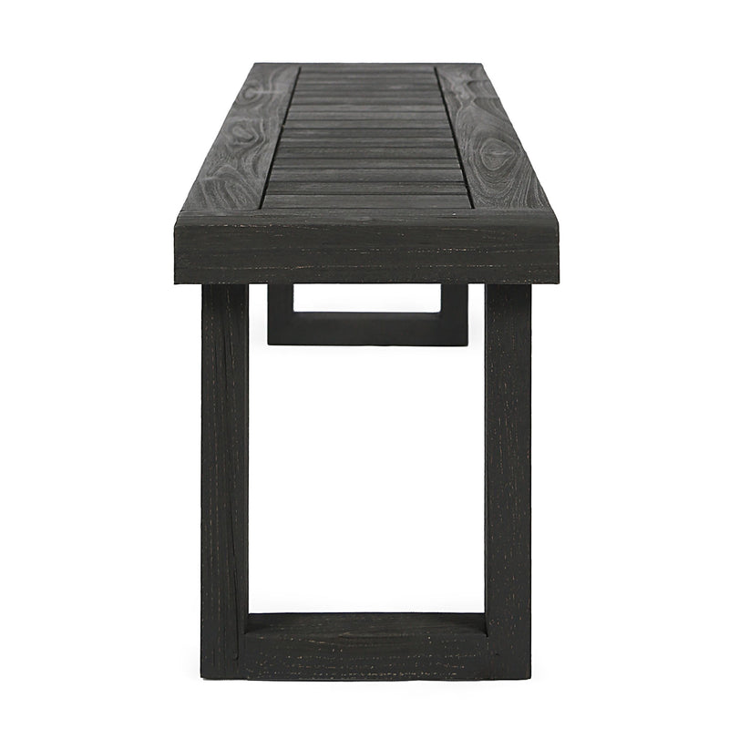 Realm - Outdoor Bench With Slat Panel Top And Base - Dark Gray