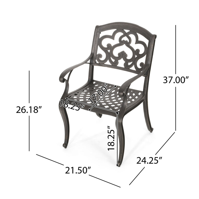 Cast Aluminum Dining Chair With Hand Crafted Details - Copper