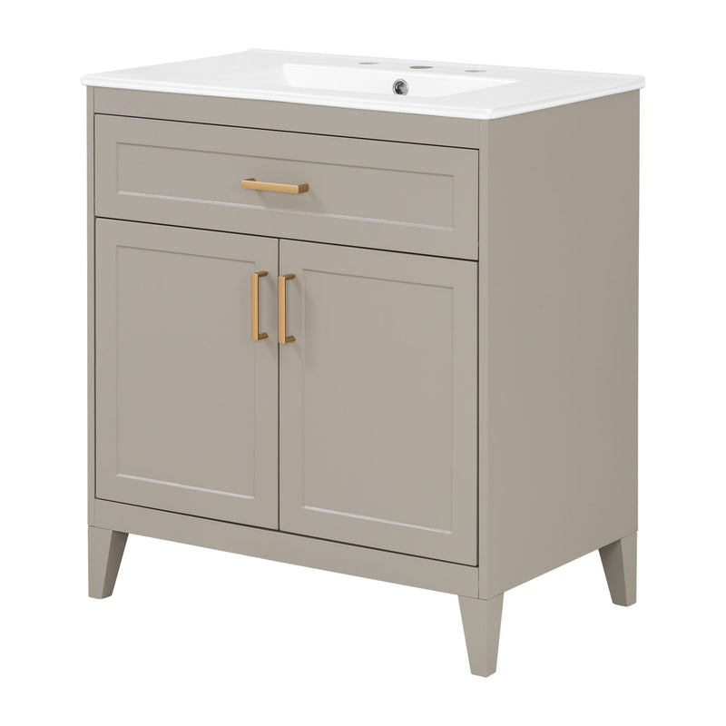 Bathroom Vanity With Sink Top, Adjustable Shelf, Door Organizers