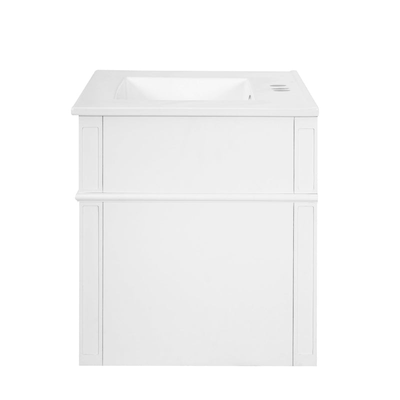Wall Mounted Bathroom Vanity With 2 Drawers, 1 Tip Out Drawer, 3 Holes Sink