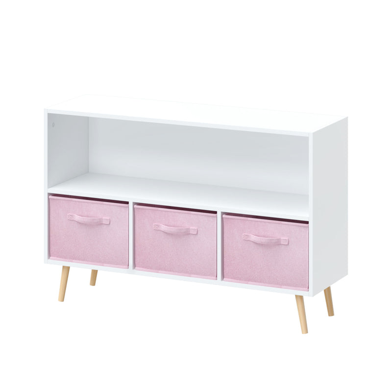 Bookcase With Collapsible Drawers, Book Display Organizer