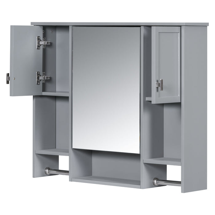 Wall Mounted Bathroom Storage Cabinet With Mirror, Medicine Cabinet With Towel Bar