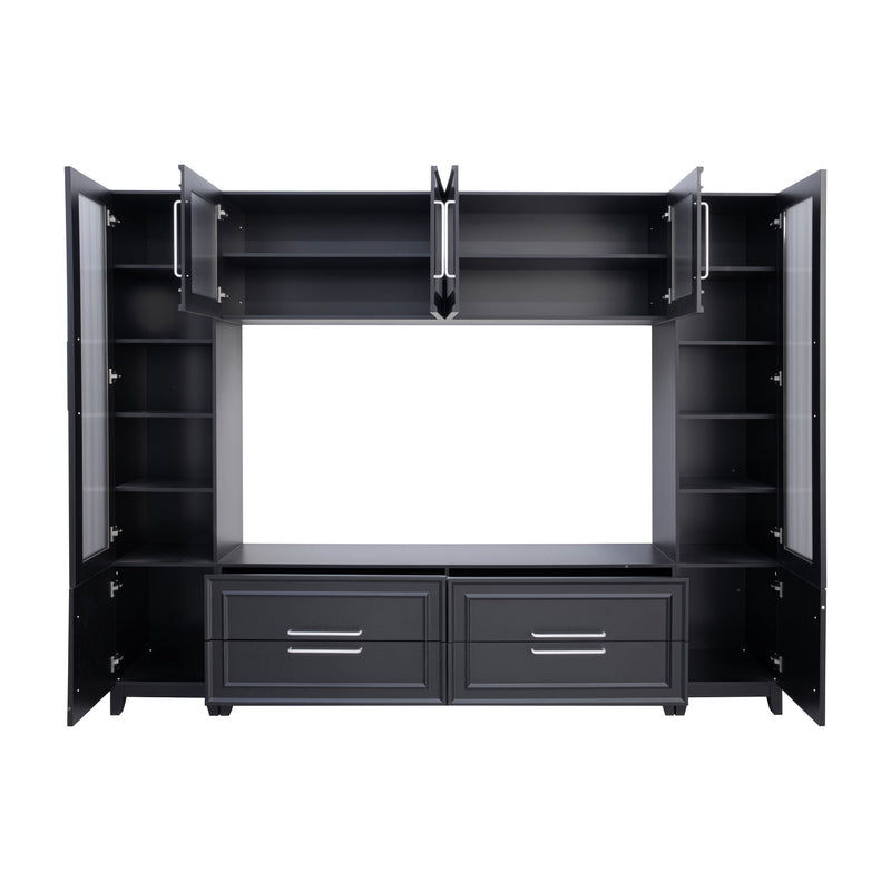 Wall Unit Modern Entertainment Center With Glass Doors