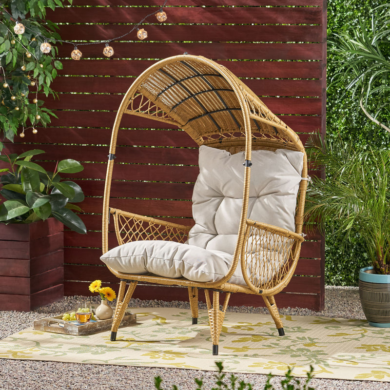 Outdoor Wicker Standing Basket Chair With Cushion