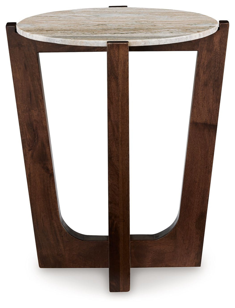Tanidore - Round End Table - Warm Brown