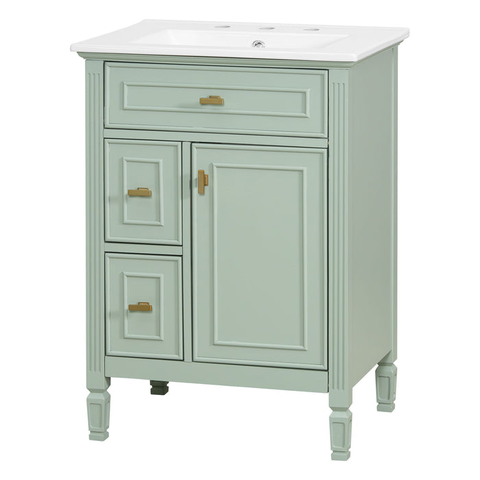 Bathroom Vanity With Sink, Flip Drawer, 2 Drawers, Adjustable Shelf